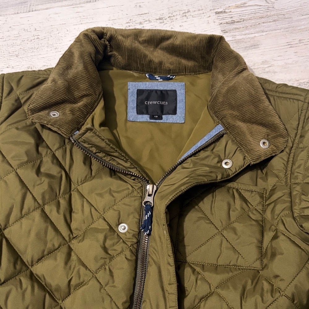 Crewcuts Olive Kids Quilted Barn Puffer Jacket Size 12 - Picture 6 of 10